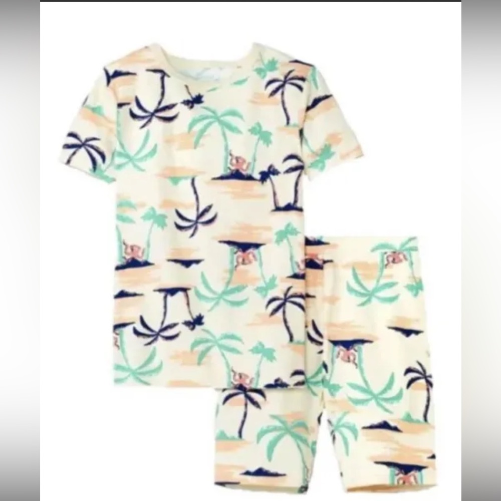 Boys/Unisex Cat & Jack Pajama Set Island Palm Trees Beige New size 14